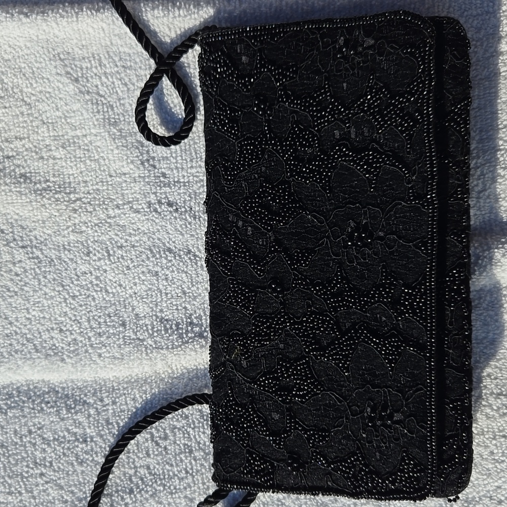Elegant Black Beaded Women's Bag